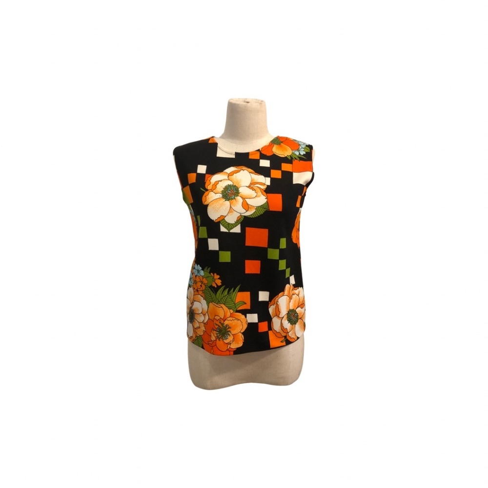 1970s Abstract print blouse Psychedelic